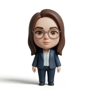 Concept design of a chibi figure in office wear and glasses