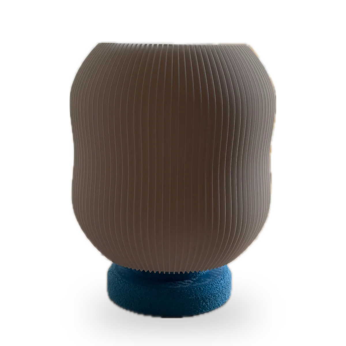 Ribbed lantern lamp on a blue base